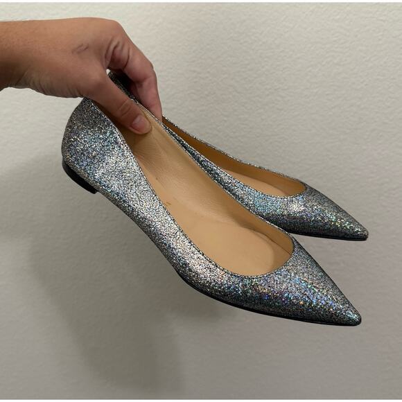 Christian Louboutin Ballalla Silver Mica Glitter Ballerina Ballet Flat 36 - Picture 2 of 15